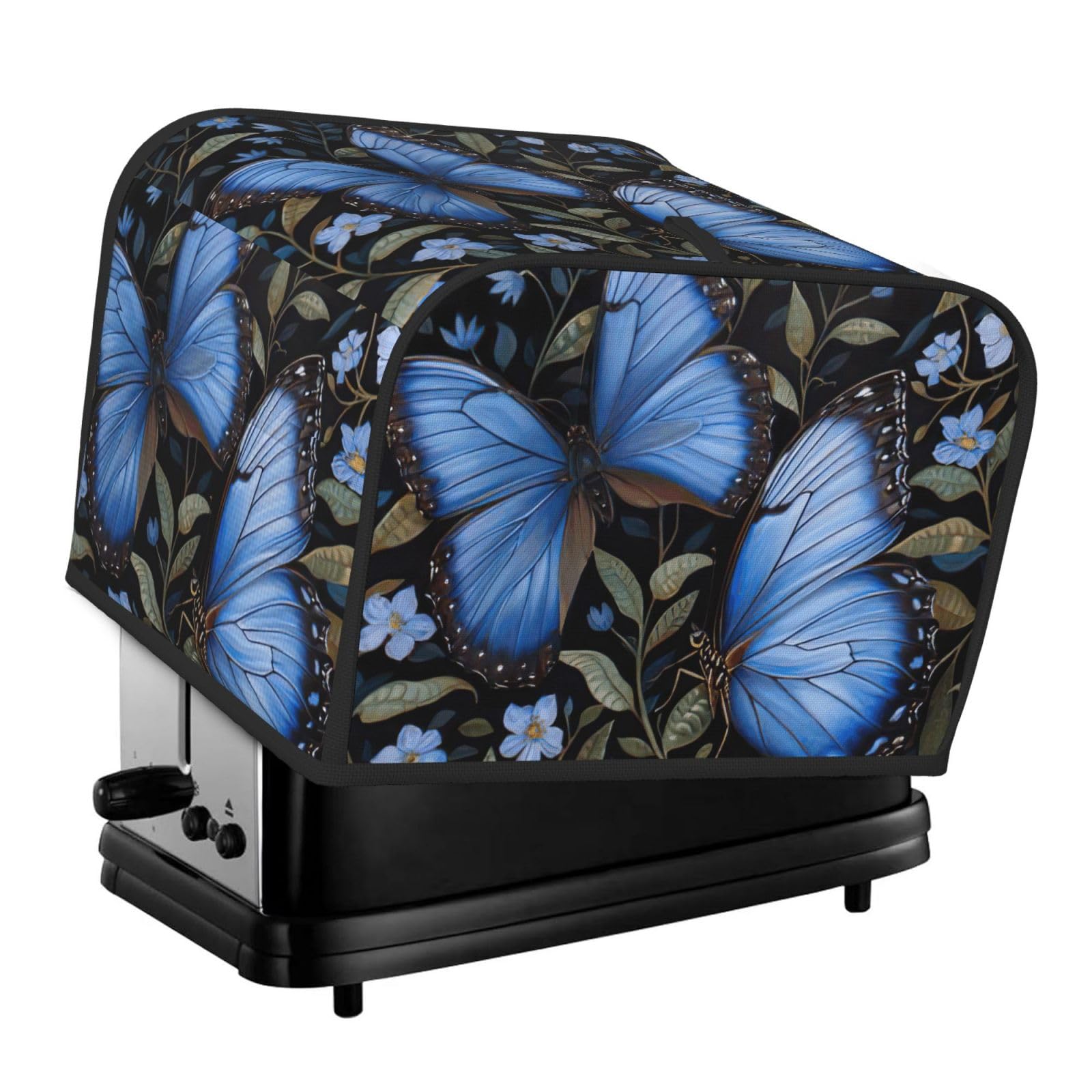 Blue Butterflies Print 4-Slice Toaster Cover Dustproof Waterproof Kitchen Appliance Protector For Bread