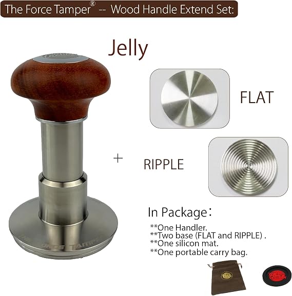 58.50mm Extend Set Reddish Brown Wooden Jellyfish Handle Coffee Tamper