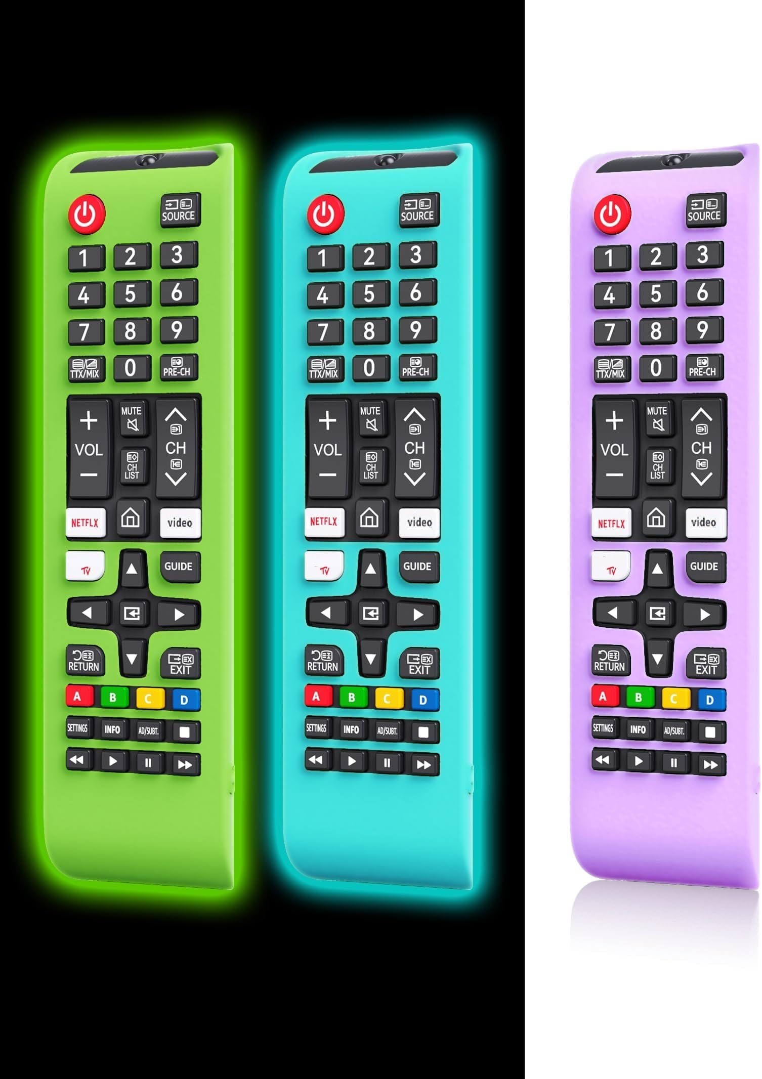 [Pack of 3] Protective Cover for Samsung TV Remote, Silicone Protective Case Compatible with Samsung Smart TV Remote BN59-01301A Bn59-01315A Bn59-01199F [Light Weight/Anti Slip/Shock Proof/Glowing]