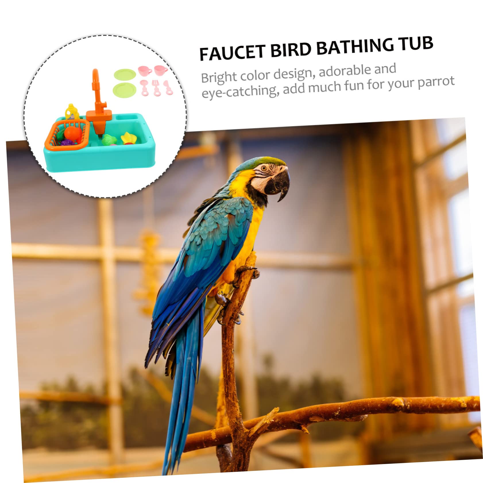 Bassin pour Bain D’oiseaux à Eau Courante, Bain Automatique Abs 1 Set