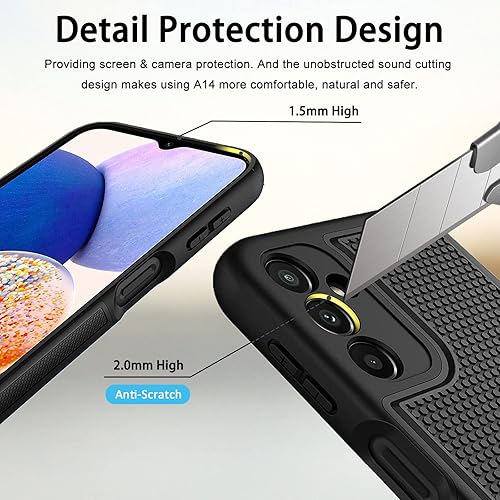 Miniatura 2 de Miimall Funda compatible con Samsung Galaxy A14 5G, funda Samsung A14, diseño celular de disipación de calor + protector trasero de textura esférica