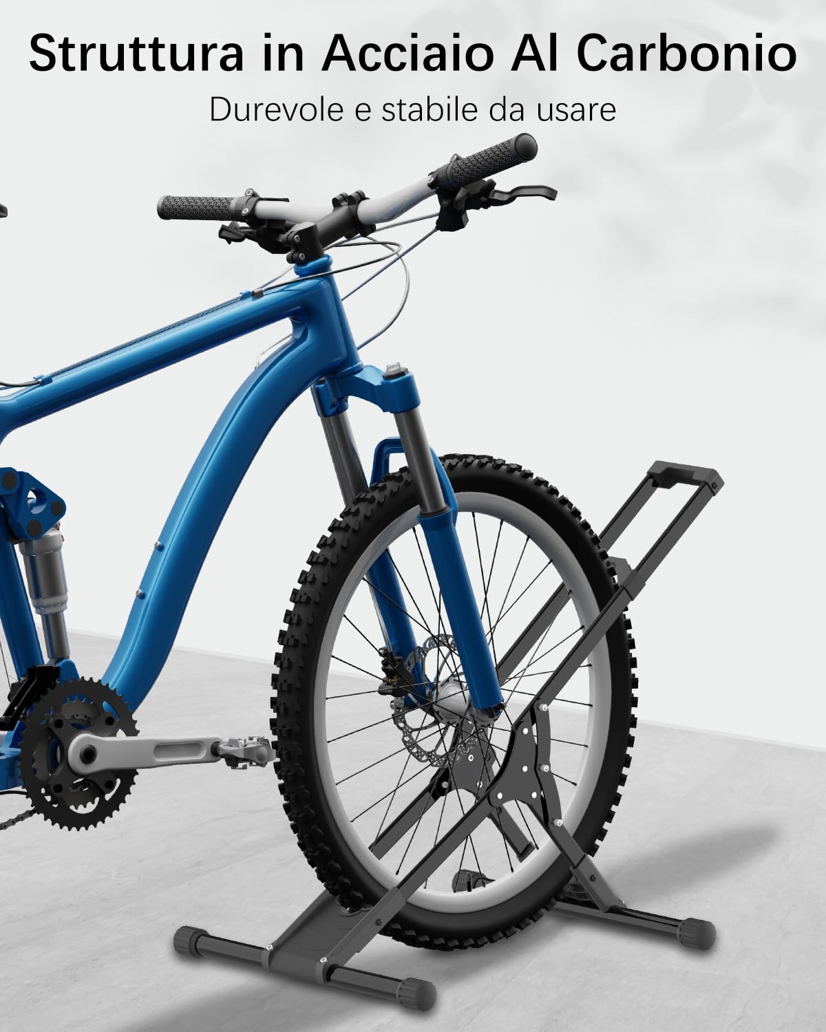 Cavalletto Bici, Porta Bici Da Terra Acciaio Supporto Bici 20“-29” Ripiegabile per Pneumatici Anteriori, per Garage/Casa