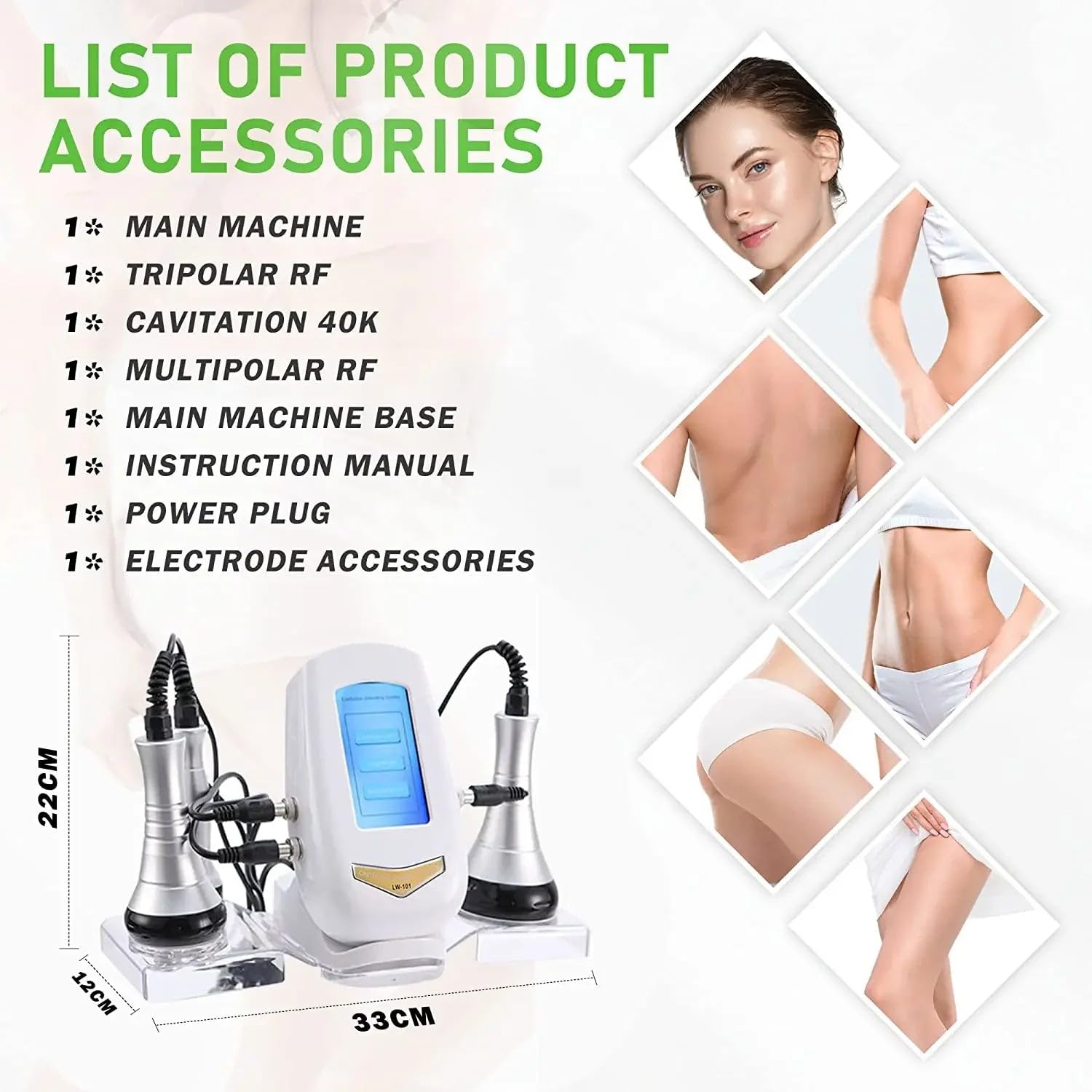 Macchina per cavitazione 40K 3 in 1 Macchina dimagrante Strumento a radiofrequenza Macchina per la cura della pelle Macchina multifunzionale per la bellezza del viso per viso, addome, glutei e cosce
