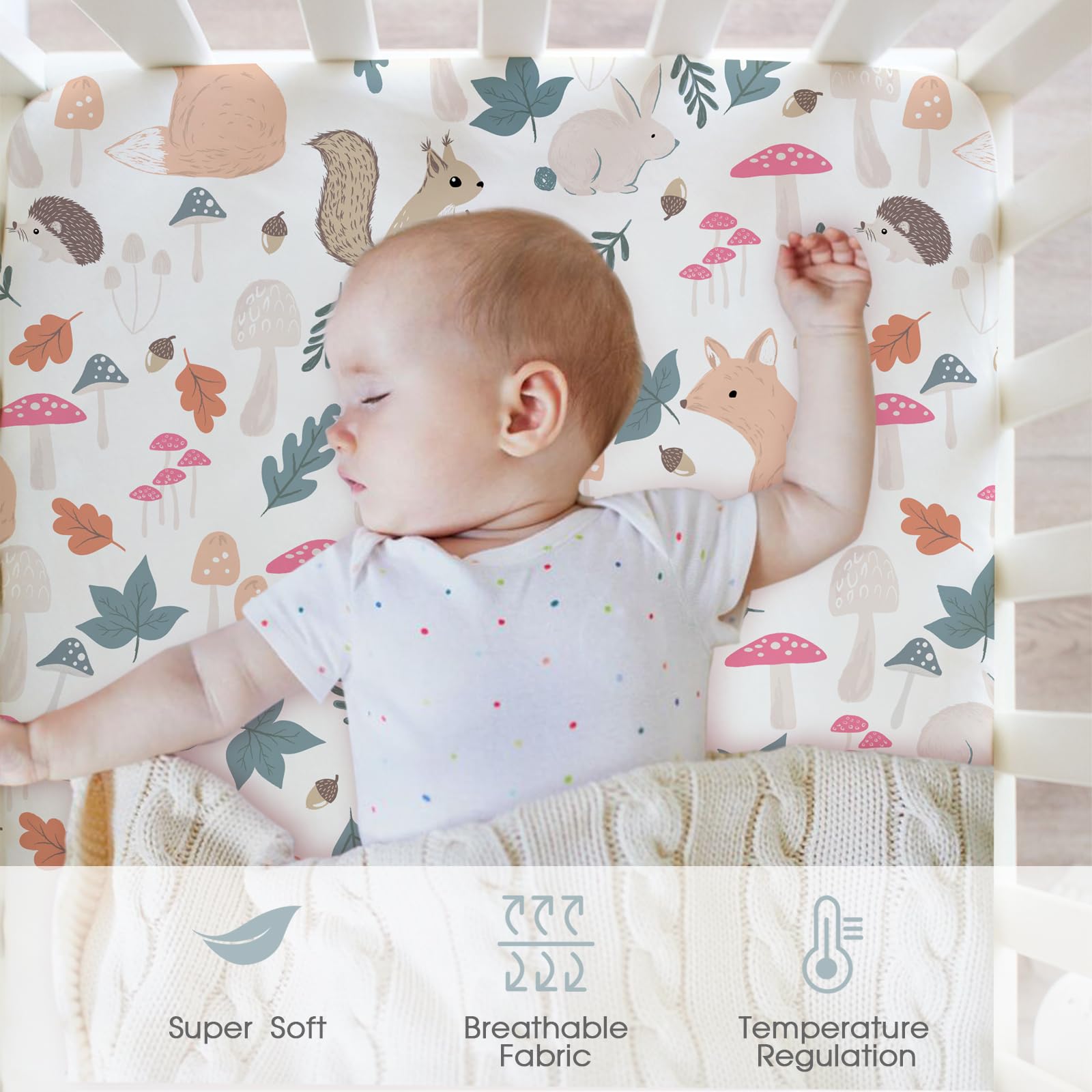 Cot Sheets for Boy Girl Fitted Cot Sheet 4 Pack for 60x120cm Mattresses, Super Soft Breathable Microfiber Baby Sheet - Image 3