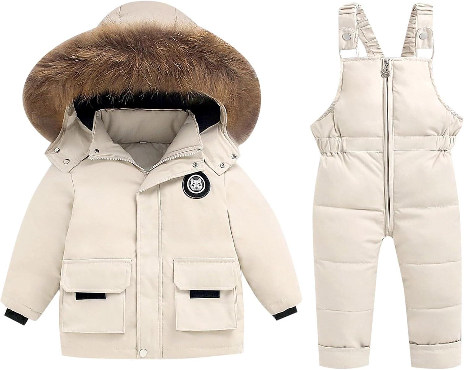 Boys Girls Snowboard Ski Suits Toddler Thick Windproof Ski Jacket and 𝗦𝗻ow Bib 2 Piece Set Winter Warm Outfits