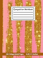 Vista 1 de Pink and Gold Composition Notebook Pink and Gold Composition 130 Page College-Ruled Notebook, Pink Notebook Hard Cover
