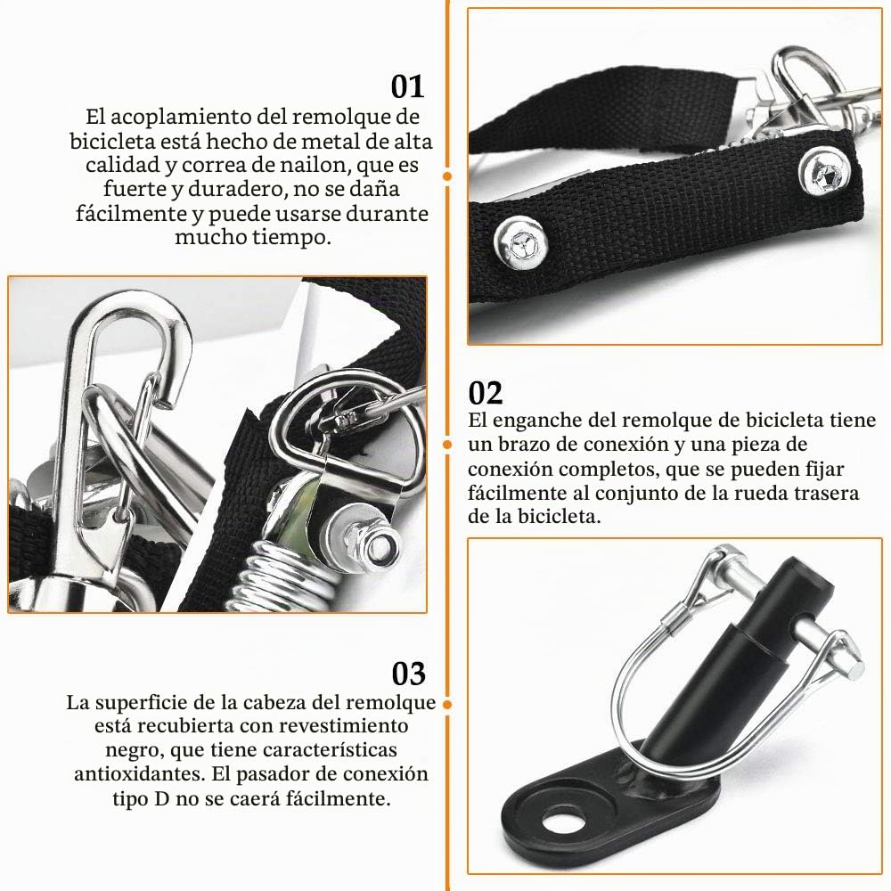 Enganche del Remolque Tira del Remolque Tractor para Bicicletas Acoplador para Remolque de Bicicleta Universal para Carro Bicicleta Niños Cochecitos Carritos para Mascota, Fácil Instalación