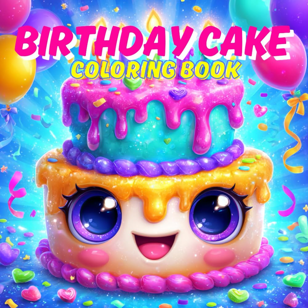 Birthday Cake Coloring Book for Kids: Cute & Fun Celebration Cakes to Color | Kawaii Party Desserts, Cupcakes, Candles & Sweet Treats | Easy and Adorable Coloring Pages for Ages 4–8