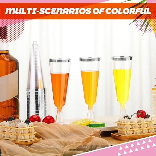 Miniatura 5 de Gerrii 300 copas de champán de plástico a granel, copas de champán desechables transparentes de 4.5 onzas, vasos de tostado con borde para boda,
