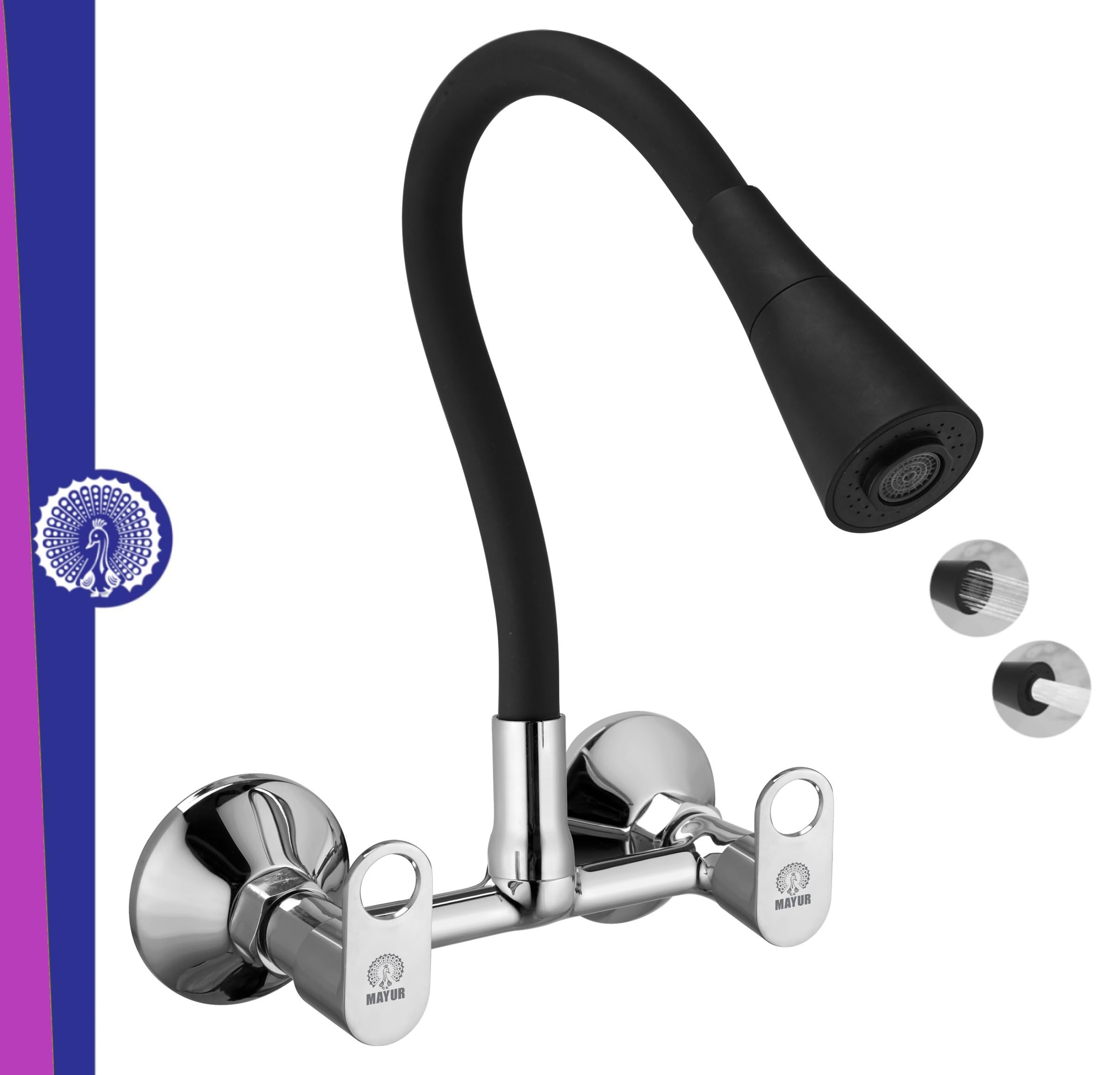 MAYUR ÖCICH Wall Mounted Brass Sink Mixer Tap for Kitchen Faucet with 360 Degree Dual Flow Flexible Swivel Spout Extension for Hot and Cold Water Tap (ORNIX-3704BDF) (B0C71HLYSC) Amazon Price History, Amazon Price Tracker