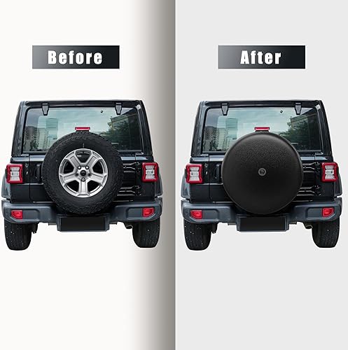 Vista 3 de MOONET Cubierta para neumático con orificio para cámara, para Jeep Wrangler JL con cámara de respaldo, Sport & Sahara (2018-2025), se adapta a