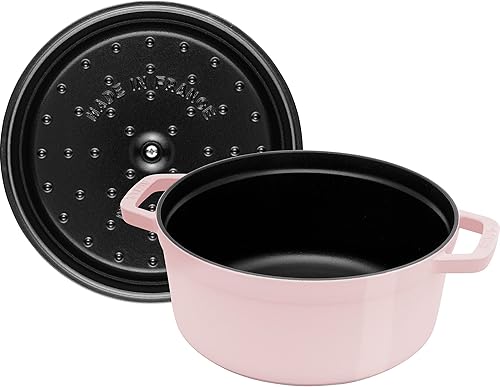 Vista 229 de STAUB Horno holandés de hierro fundido 4-qt Round Cocotte, fabricado en Francia, sirve 3-4, blanco