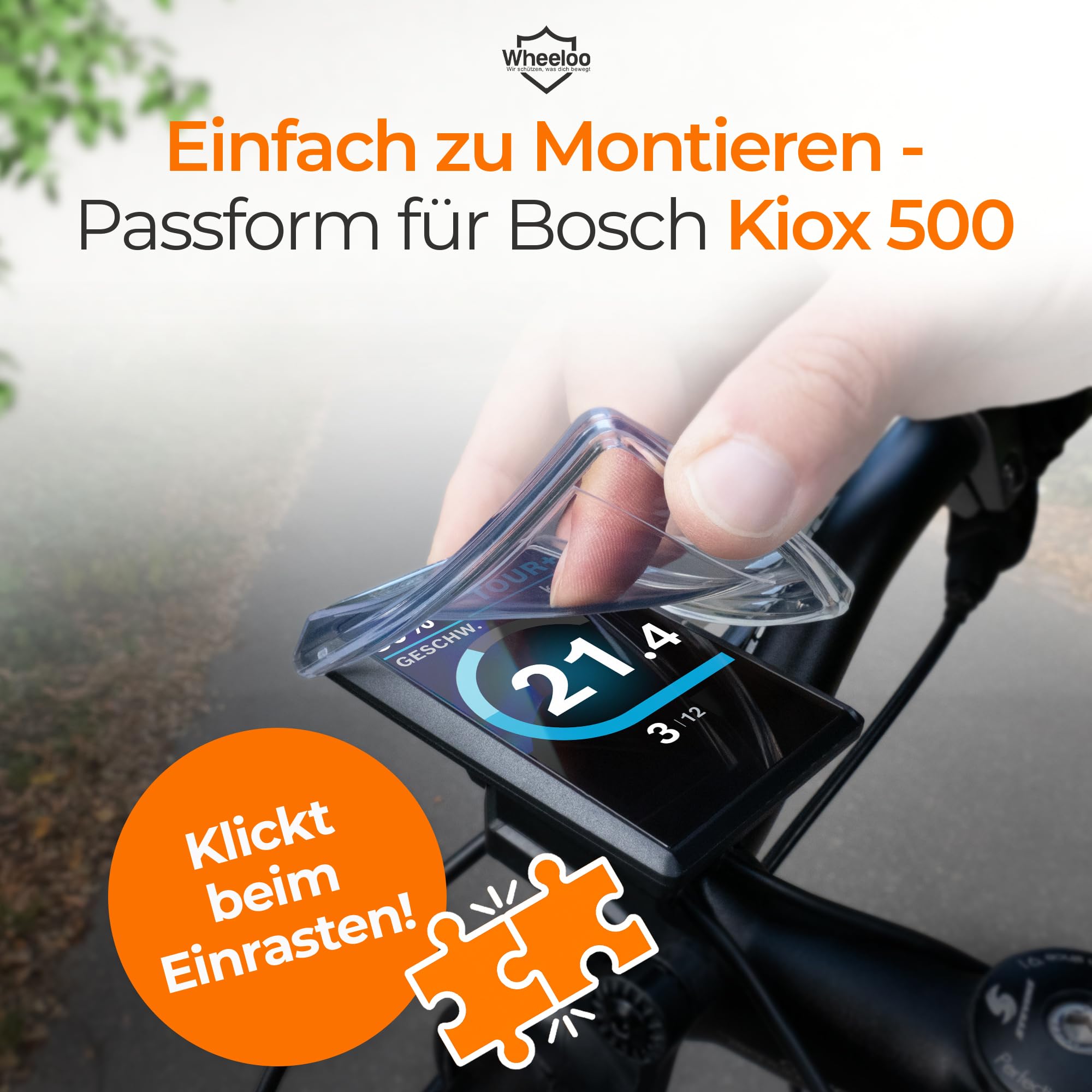 Wheeloo Displayschutz für Bosch Kiox 500 I E-Bike Schutzhülle transparent & wasserabweisend I EBike Display Schutz Set I Zubehör E Bike