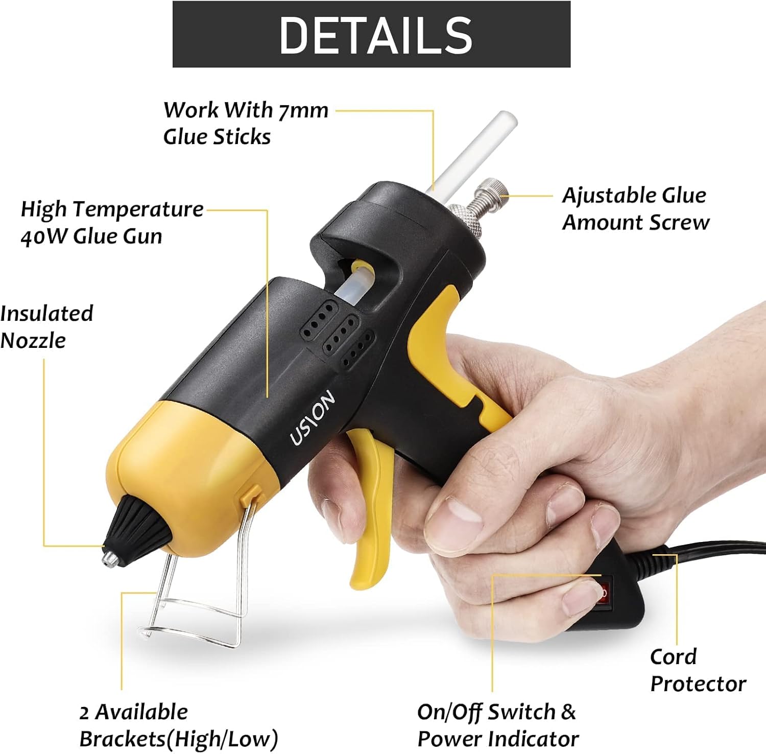 Hot Glue Gun Kit with 15 Glue Sticks(7mm*150mm),Hot Melt Glue Guns Adjustable Amount of Glue,Craft Glue Gun for School DIY Arts Home Quick Repairs,40W,Black : Arts, Crafts & Sewing