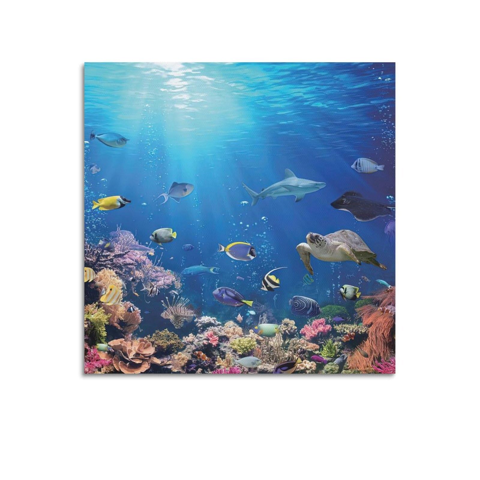 CXHJCA Animal Poster Seabed Exploration Poster Decorative Painting Canvas Wall Posters And Art Picture Print Modern Family Bedroom Decor Posters 20x20inch(50x50cm)