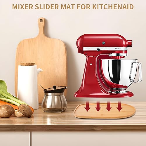 Miniatura 5 de Bamboo Sliding Mat for Kitchenaid Mixer, Compatible with Kitchenaid 3.5 QT Artisan Series Tilt-Head mixer,Mixer Mover Slider Mat Pad,Kitchen
