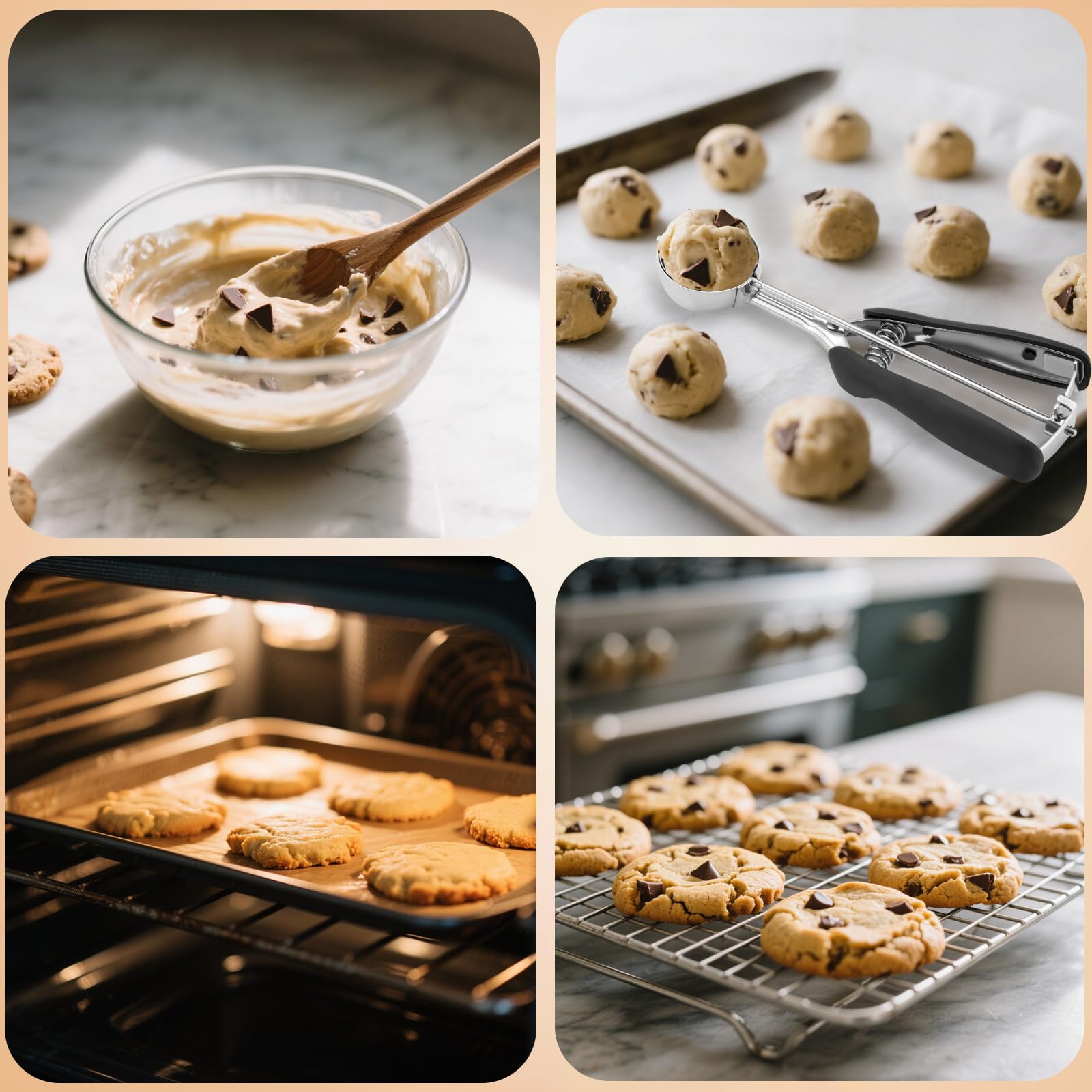 Grande paletta per biscotti, 3 cucchiai, misura #20, per impastare la cottura, paletta per gelato, porzione in acciaio inox per biscotti Jumbo, pancake, cupcake, polpette