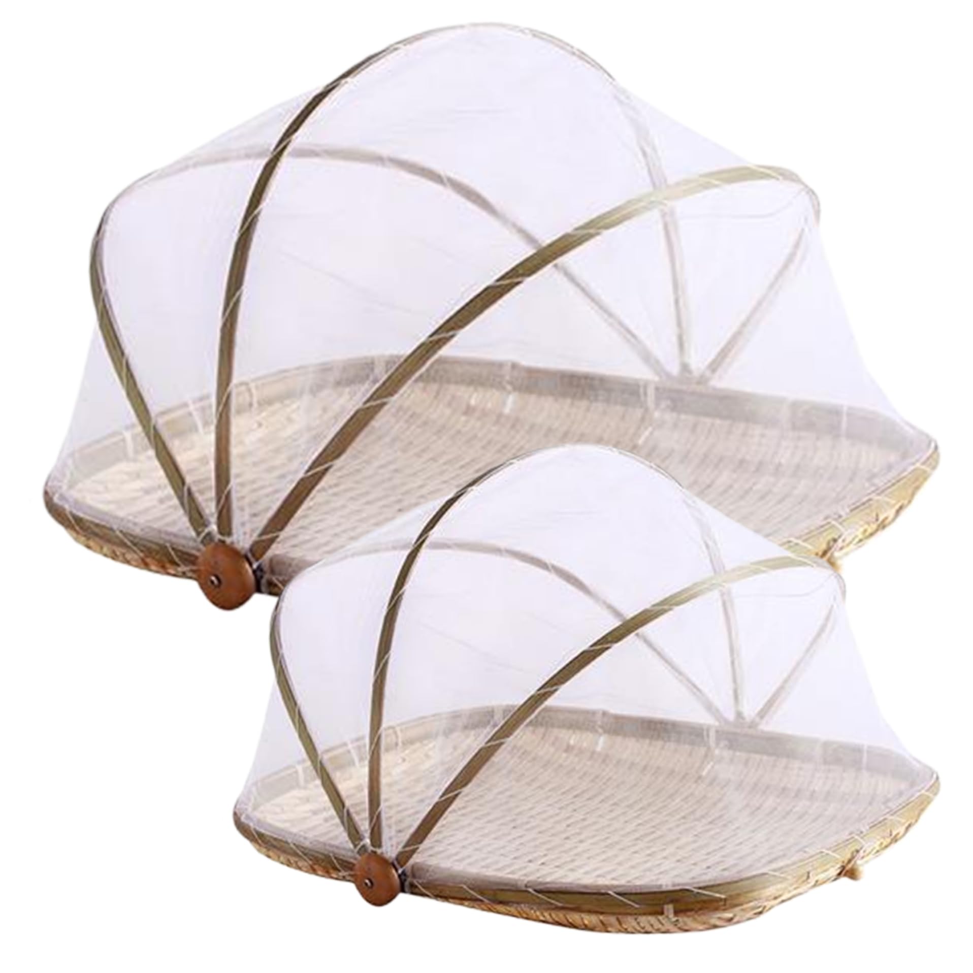 Tenda alimentare, 2 pezzi in gambo a maglie di bambù con copertura regolabile, coperture multiuso 13 pollici/18 pollici per essiccarsi, servire, preservare e altro ancora