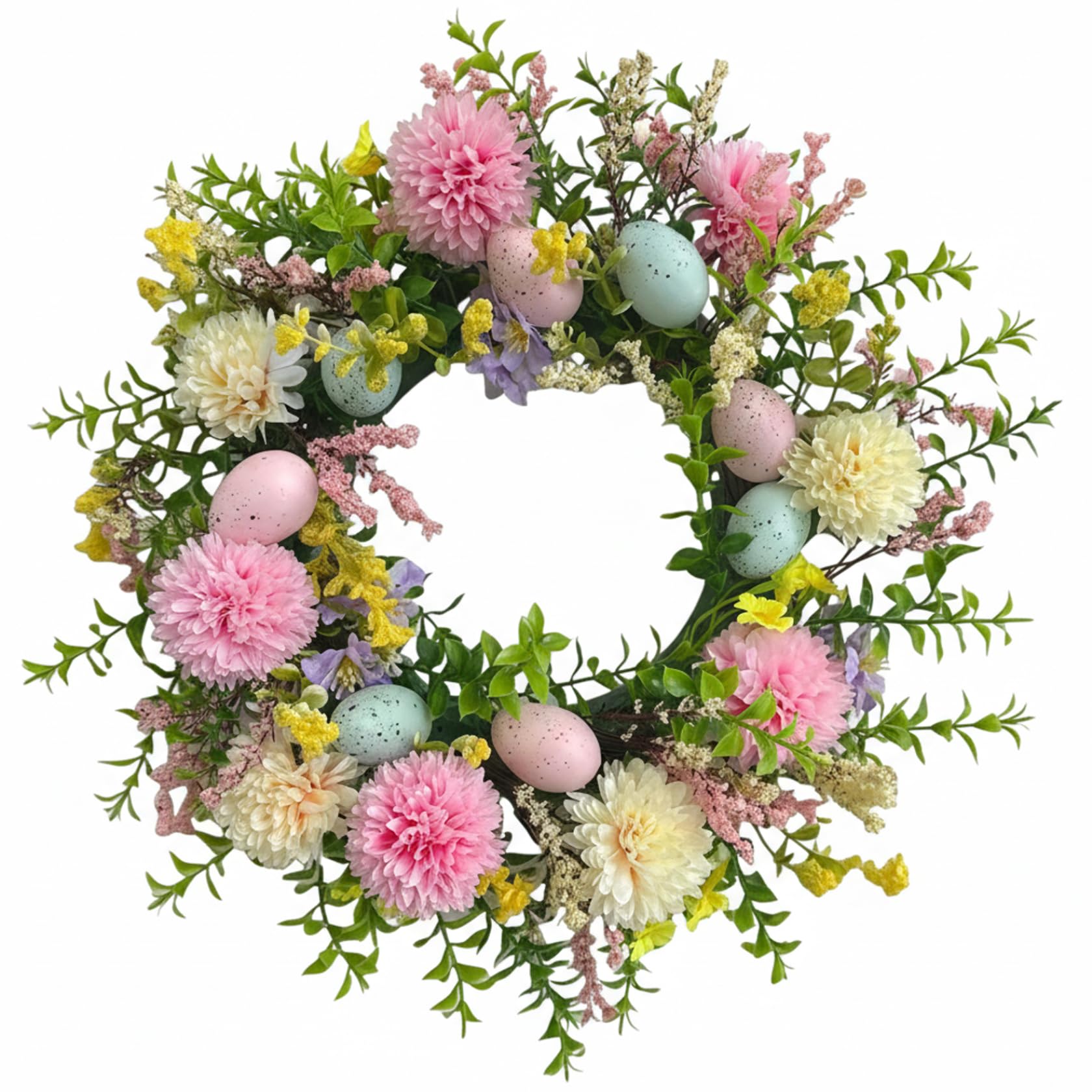 Couronne de Pâques extérieure pour décorer la maison au printemps avec œufs
