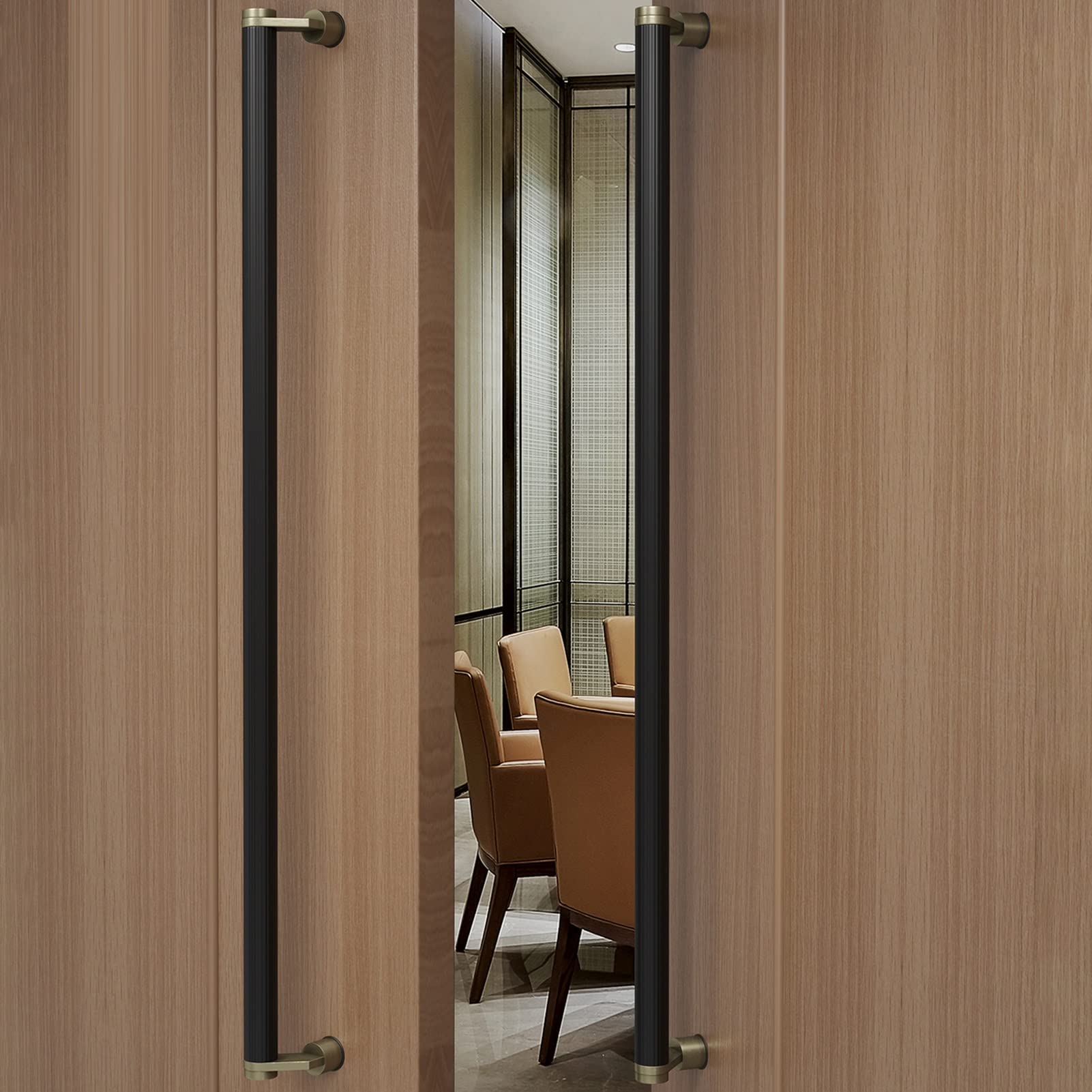 DFGHNBVC Stainless Steel Barn Door Pull Handle 24/32/39/47 Inch - 2-Piece Sliding Push Handle For Solid Wood Glass Doors, Heavy Duty, Modern Design,Style8-100Cm/39In Length