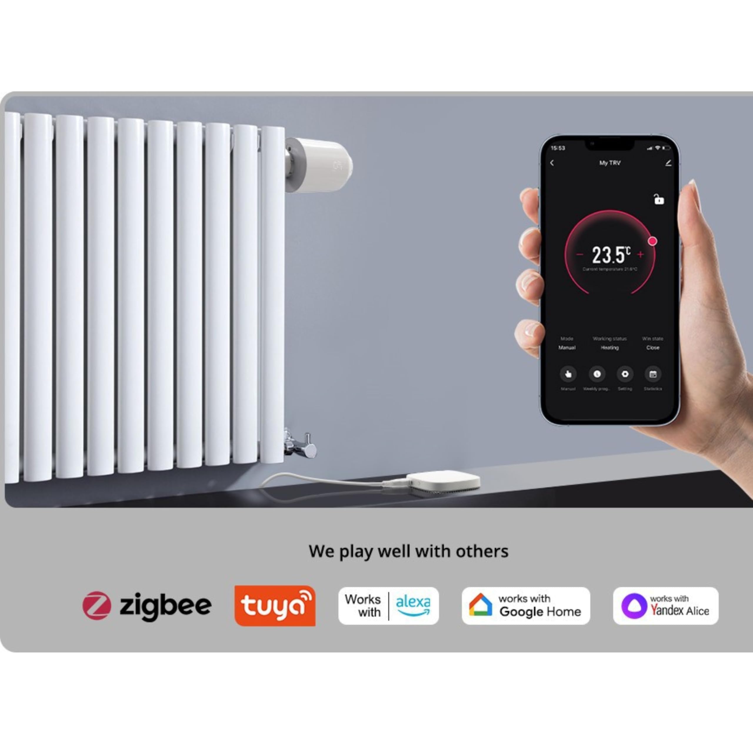 ROB Valvola termostatica WiFi per radiatore, senza fili, per termosifone, 3 pezzi