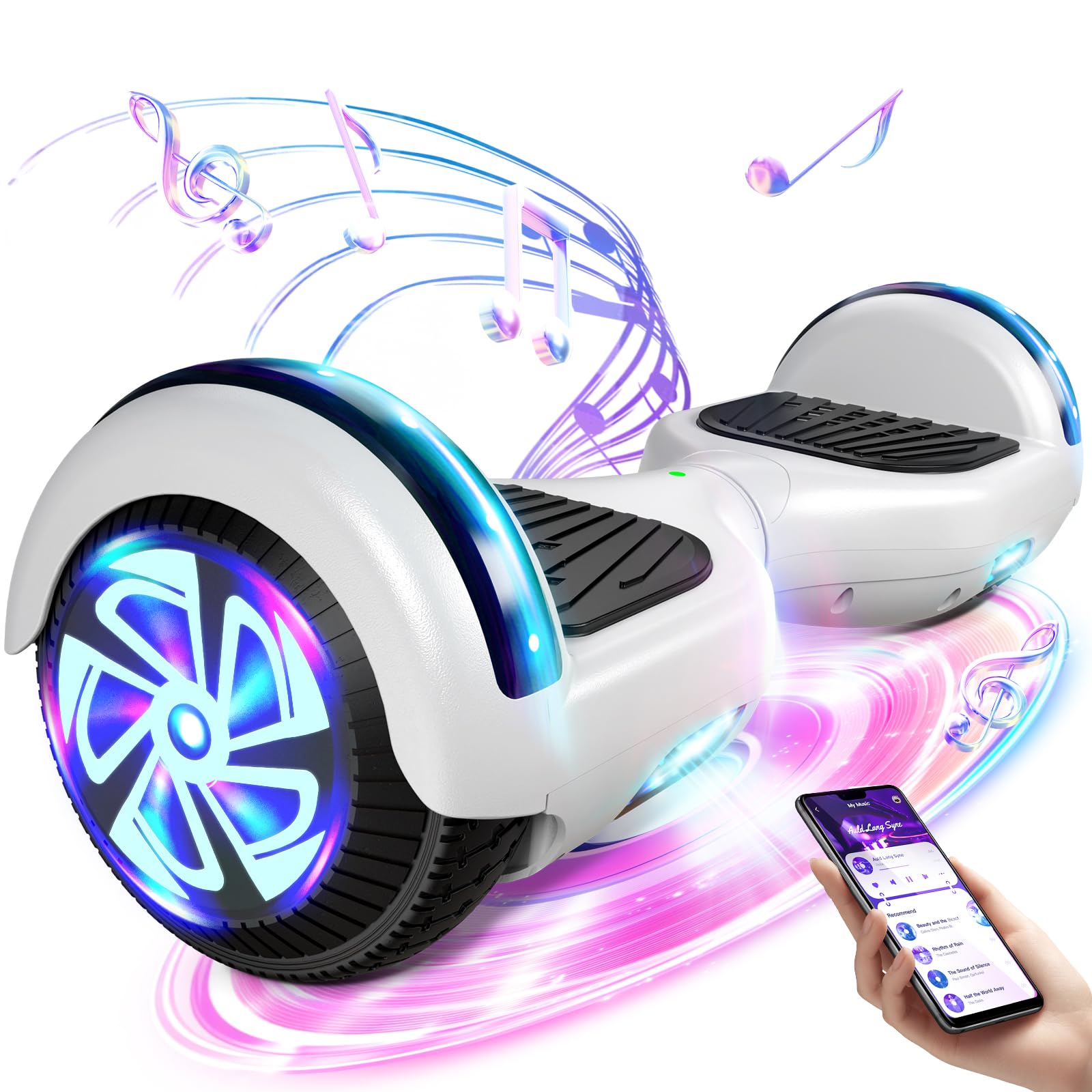 Hoverboard 6.5" Overboard Hover Borad ze światłami LED/Bluetooth, deskorolka hoverboards, prezent dla dzieci