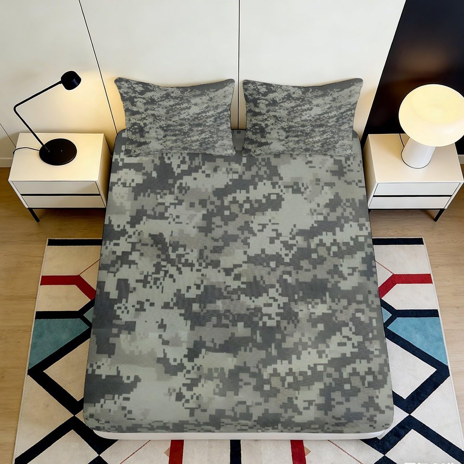 3D Printed Feather Fitted Sheet Microfiber Deep Pocket Elastic Hem Bedroom Bedding Feather Mattress Fitted Cover Washable 90x200x25cm