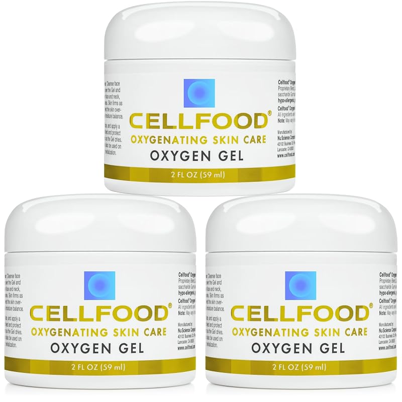 Gel facial Cellfood Oxygen Gel com aloe vera, extrato de flor de lavanda e glicerina, 60 mL, pacote com 3