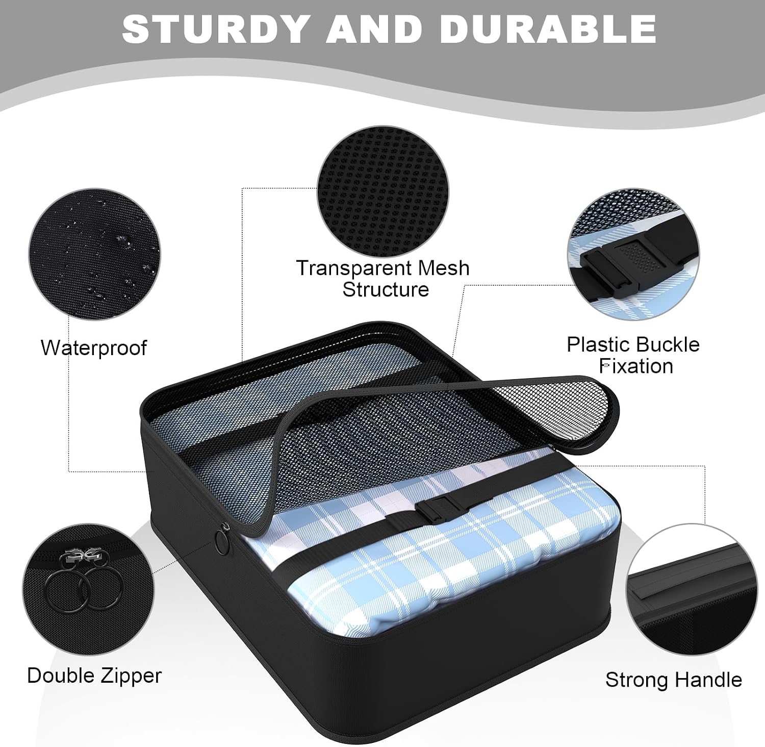 9 Set Packing Cubes for Travel, Suitcase Organizer Bags for Luggage (Black) image 5