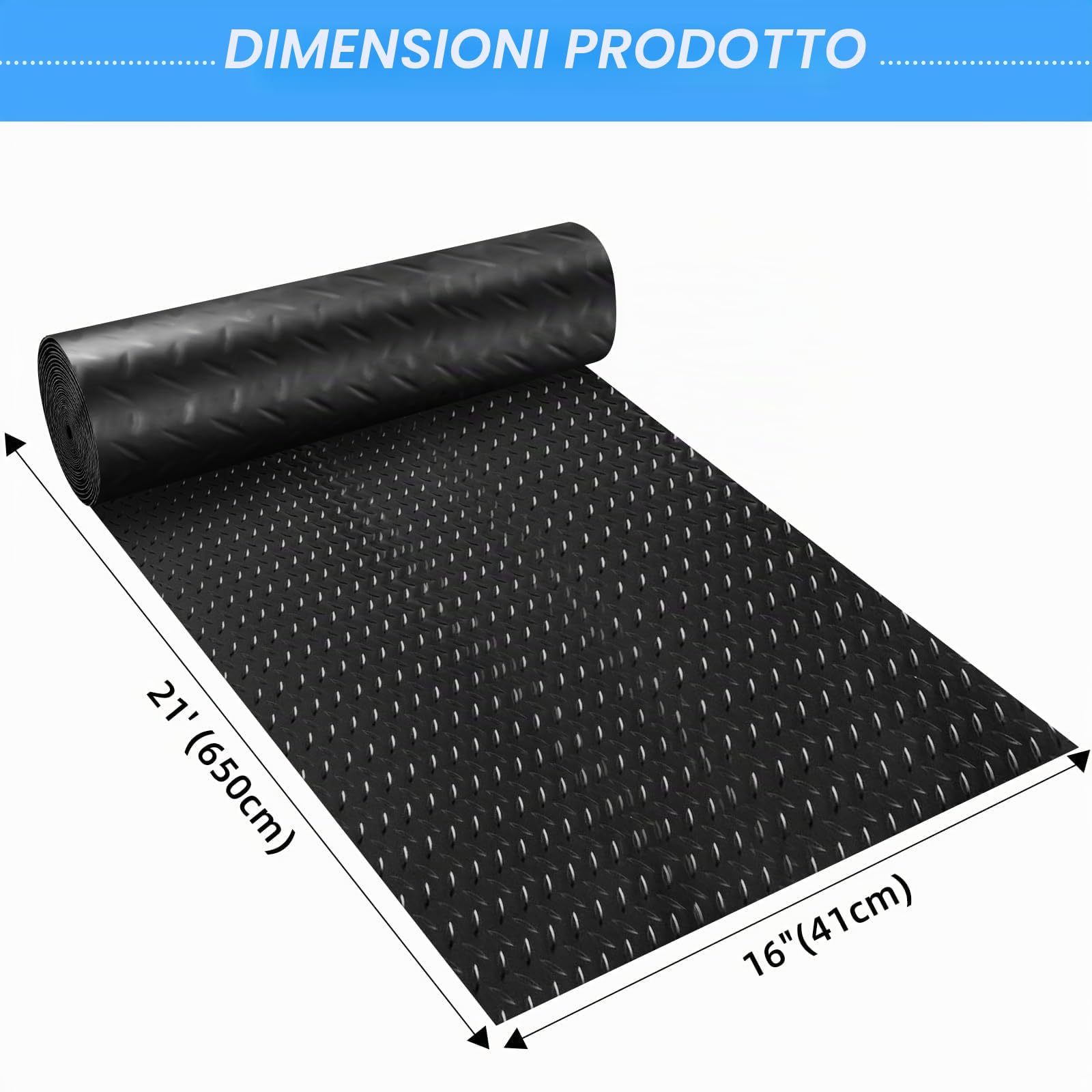 NZQXJXZ Tappeto Gomma Antiscivolo, Tappetino Spesso 650 x 41 cm | Pavimenti in PVC Rotoli per Garage, Pavimento per Roulotte,Camper,Tappetino da Parcheggio Resistente All'Acqua e Alle Macchie