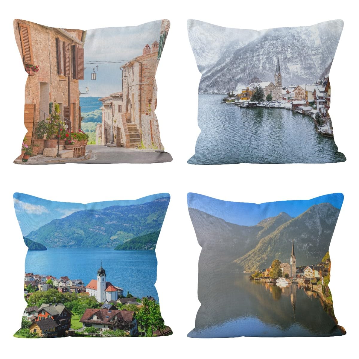 Housses de coussin 50x50cm CEVAN en lin de qualité supérieure imperméable pour salon