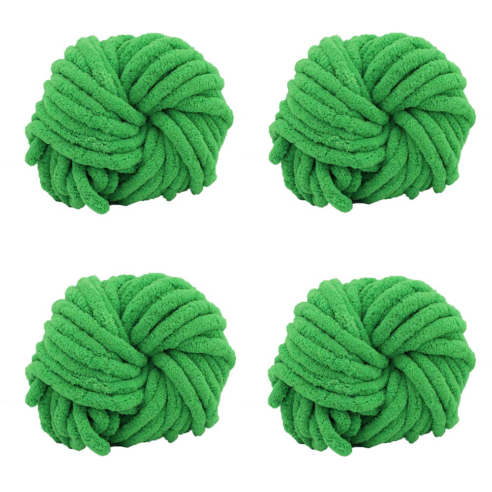 Green Chunky Chenille Yarn Hand Knitting Yarn Vegan Jumbo Chenille Yarn Super Chunky Bulky Woven Wor