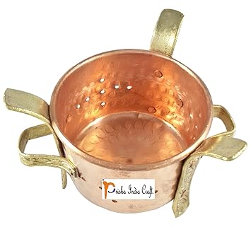 Prisha India Craft Pure Copper Brass Angeethi SIGDI, Width 5.5 Inch