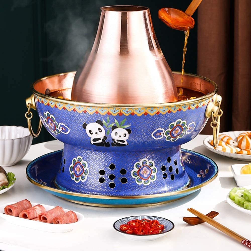 Fondue Chinoise, Pot Chaud Traditionnel Chinois, Pot Mongol, en cuivre Pur, de Pékin, épais(32cm)