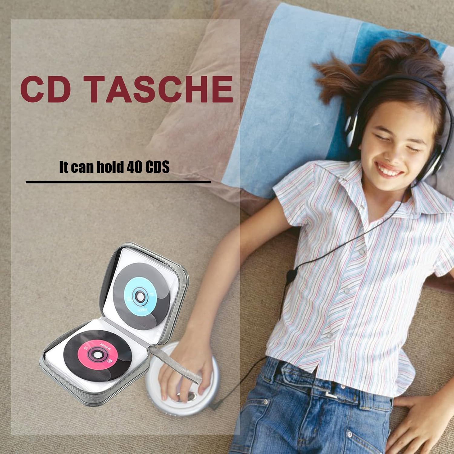 Torba do przechowywania płyt CD, DVD, do domu i samochodu, kolor czarny, pojemność 40 dysków