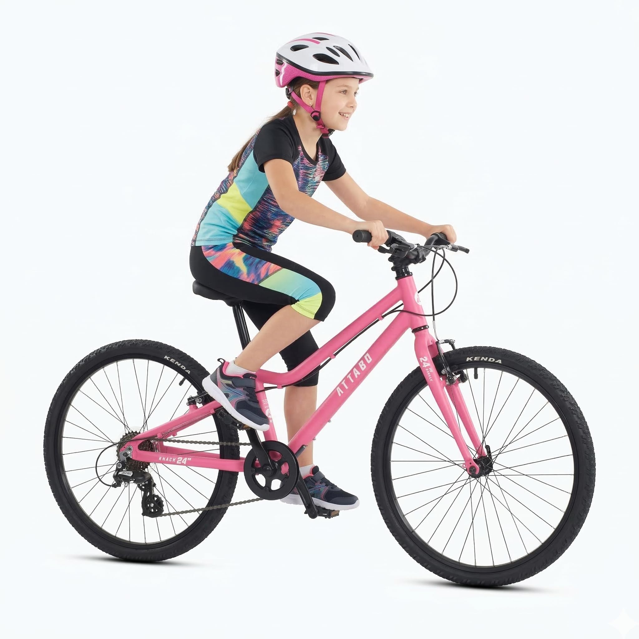 ATTABO Knack 24 - Bicicletta per bambini (7-11 anni) con telaio in alluminio leggero (solo 10 kg), ruote da 24", forcella in acciaio, per 120-145 cm, manubrio ergonomico ideale per escursioni e tempo