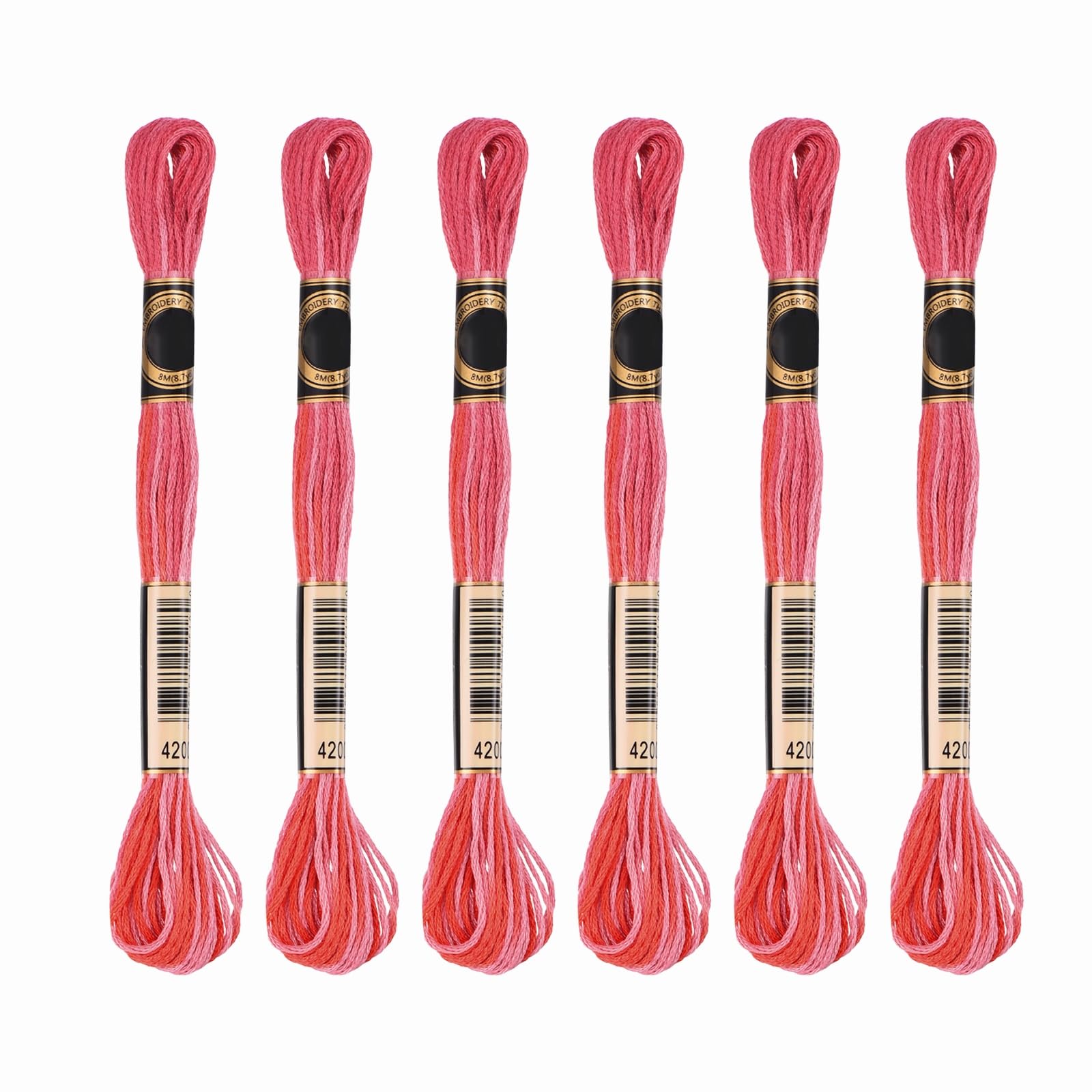 PATIKIL 6 Skeins Embroidery Floss, Gradient Colors Polyester Embroidery Threads Bracelets String for Cross-Stitch Hand Embroidery, True Red — image 1