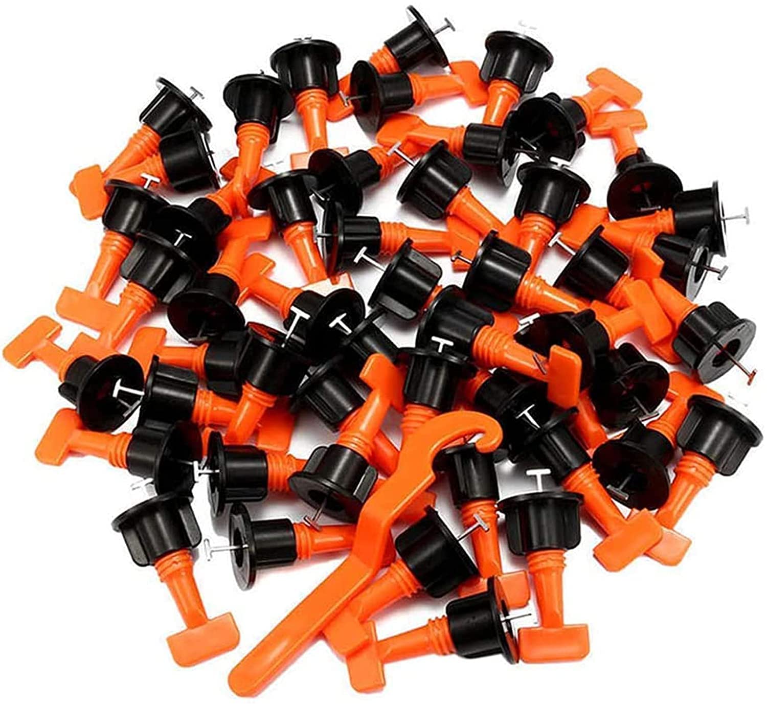 Urządzenie do wyrównywania płytek, Zestaw regulacyjny — system poziomowania płytek wielokrotnego użytku do płaskich podłóg ceramicznych(100pcs)