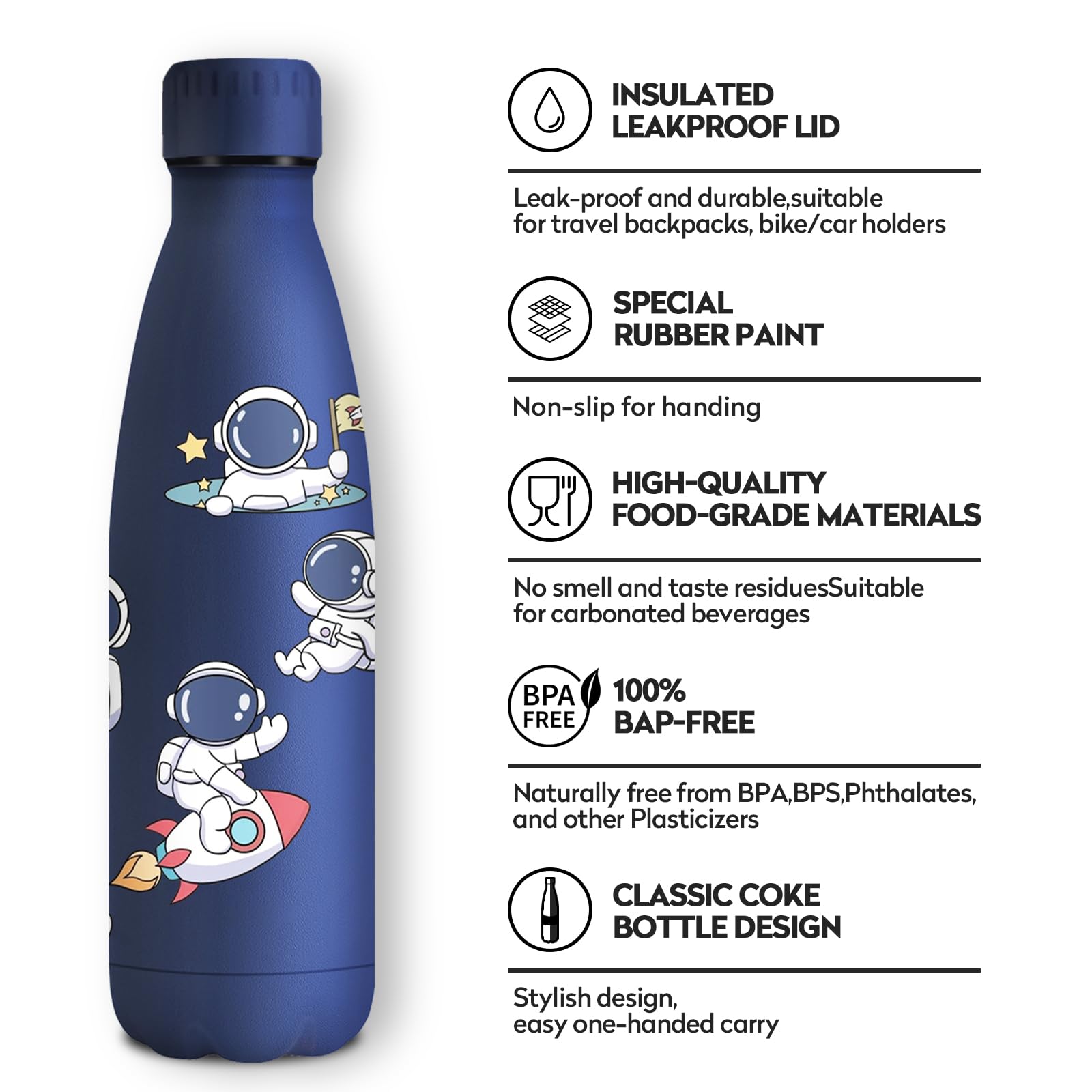 Bottiglia Termica 500ml, a Prova di Perdite, Personalizzata, senza BPA, Doppia Parete, Bottiglia Termica per Ragazzi, Ragazze, Palestra, Outdoor - 2