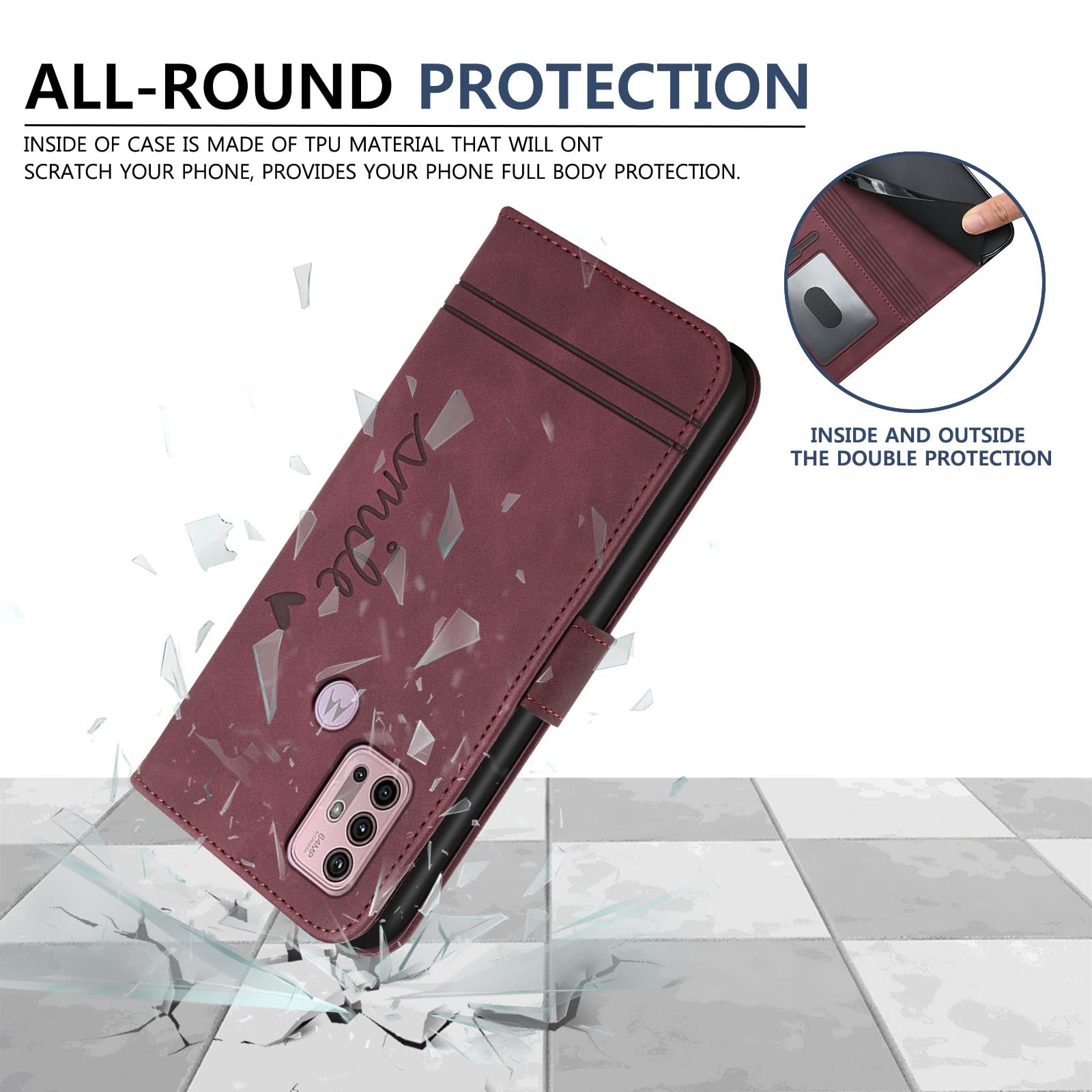 Funda Libro Motorola Funda Tipo Libro Plegable Para Motorola - Cubierta De Cuero Sintético, Soporte Integrado Y Carga Inalámbrica Qi Mochila Fotografia