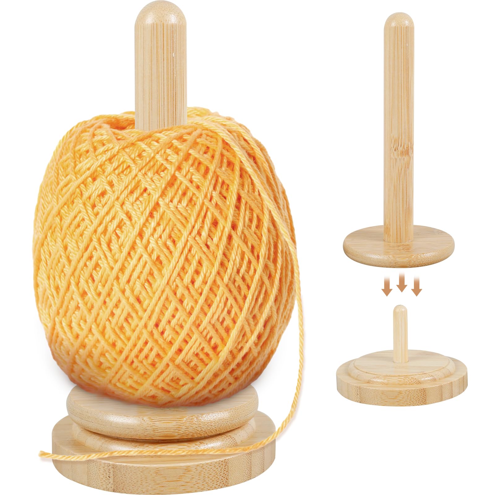 Nihuifdpy Wood Color Wooden Yarn Holder For Knitting And Crocheting Rotatable Bamboo Yarn Skein Spinner Revolving Yarn Ball Stand Smooth Yarn Ball Holder Dispenser Crochet Accessory For Knitting Lovers