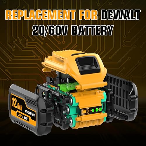 Miniatura 2 de Paquete de 4 baterías de repuesto de alta capacidad de 12000 mAh para batería de iones de litio Dewalt 20V/60V MAX compatible con herramientas