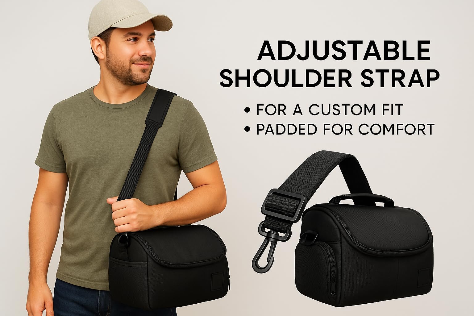 Deluxe Large Digital Camera / Video Padded Carrying Bag / Case for Nikon, Sony, Pentax, Olympus Panasonic, Samsung, and Canon DSLR Cameras & eCostConnection Microfiber Cloth