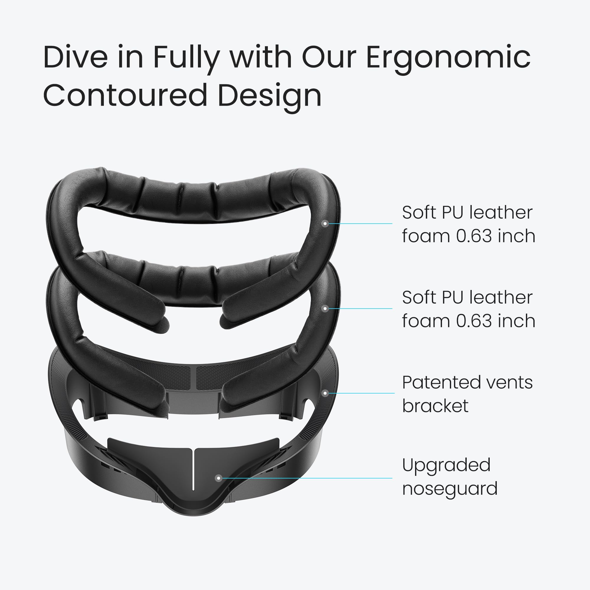 KIWI design Interfaccia Facciale V3 Compatibile con Meta Quest 3 Accessori, Cuscino Facciale in Pelle PU