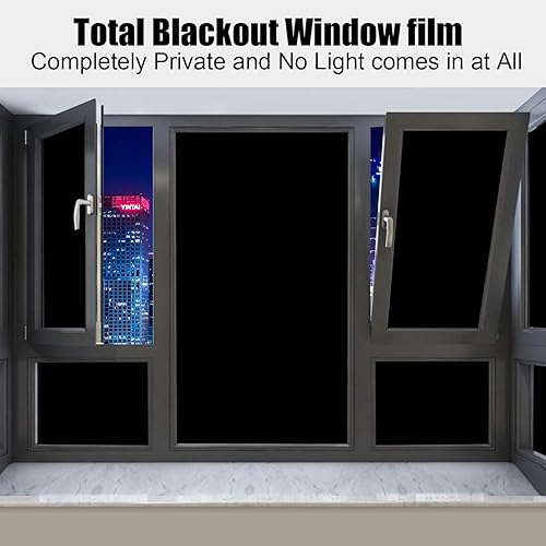 Miniatura 3 de Película opaca para ventana, tintado estático para ventana, 100% bloqueo de luz, sin pegamento, para privacidad del hogar, oscurecimiento de la