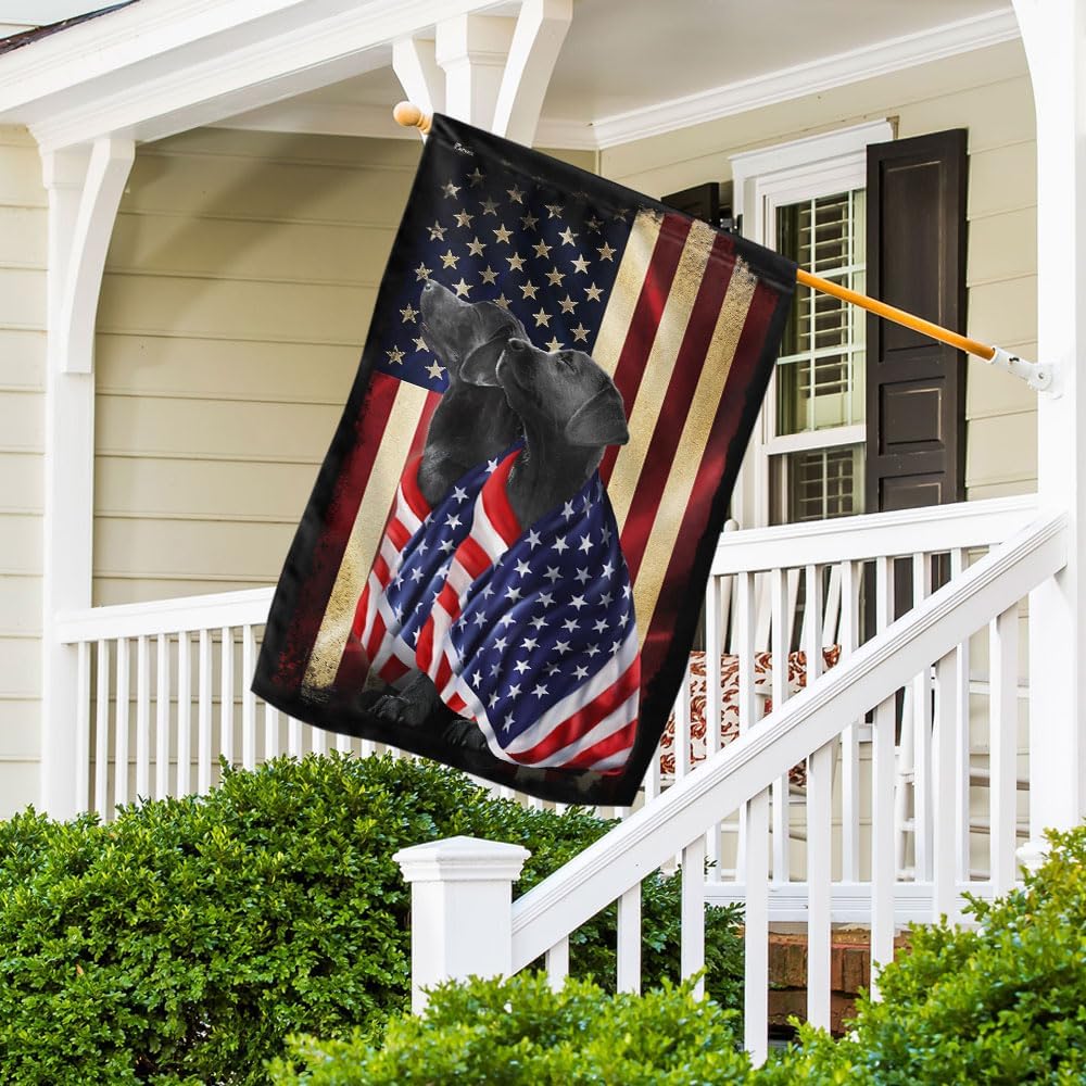 FLAGWIX Patriot American Dog Flag - Labrador Retriever Dogs Double Sided Flag - 4th of July Decorations for Home, Outside, Patriotic House Flag 30x40 Heavy Duty Canvas, Decorative Indoor Outdoor Flag