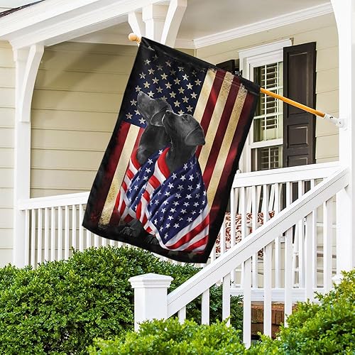 Miniatura 6 de FLAGWIX Banderas de perro patriota americano, bandera de perro labrador retriever de doble cara, decoración para el hogar, exterior, bandera