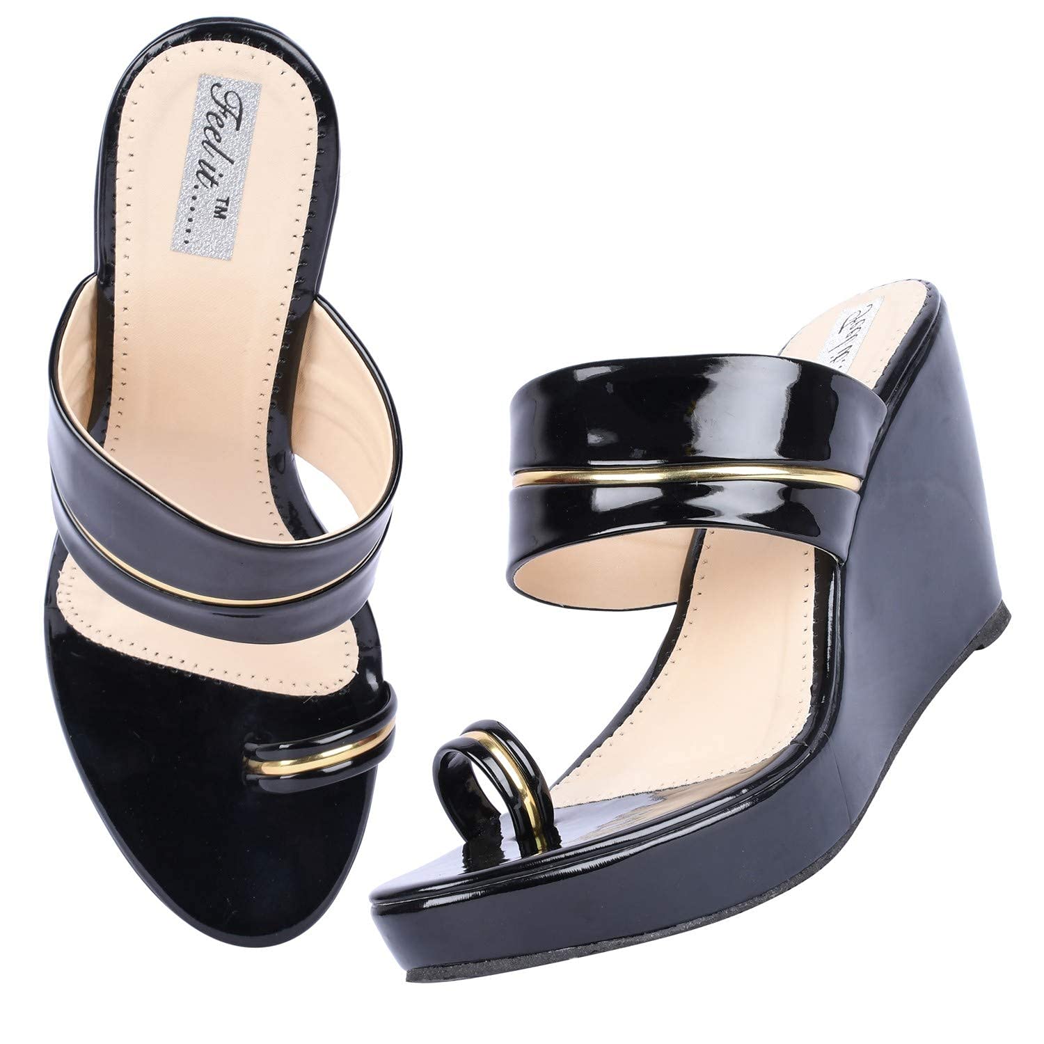 Feel it Leatherite Black Wedge Heels for Womens & Girls 1027-BLACK-36 (B08G1DQQRV) Amazon Price History, Amazon Price Tracker
