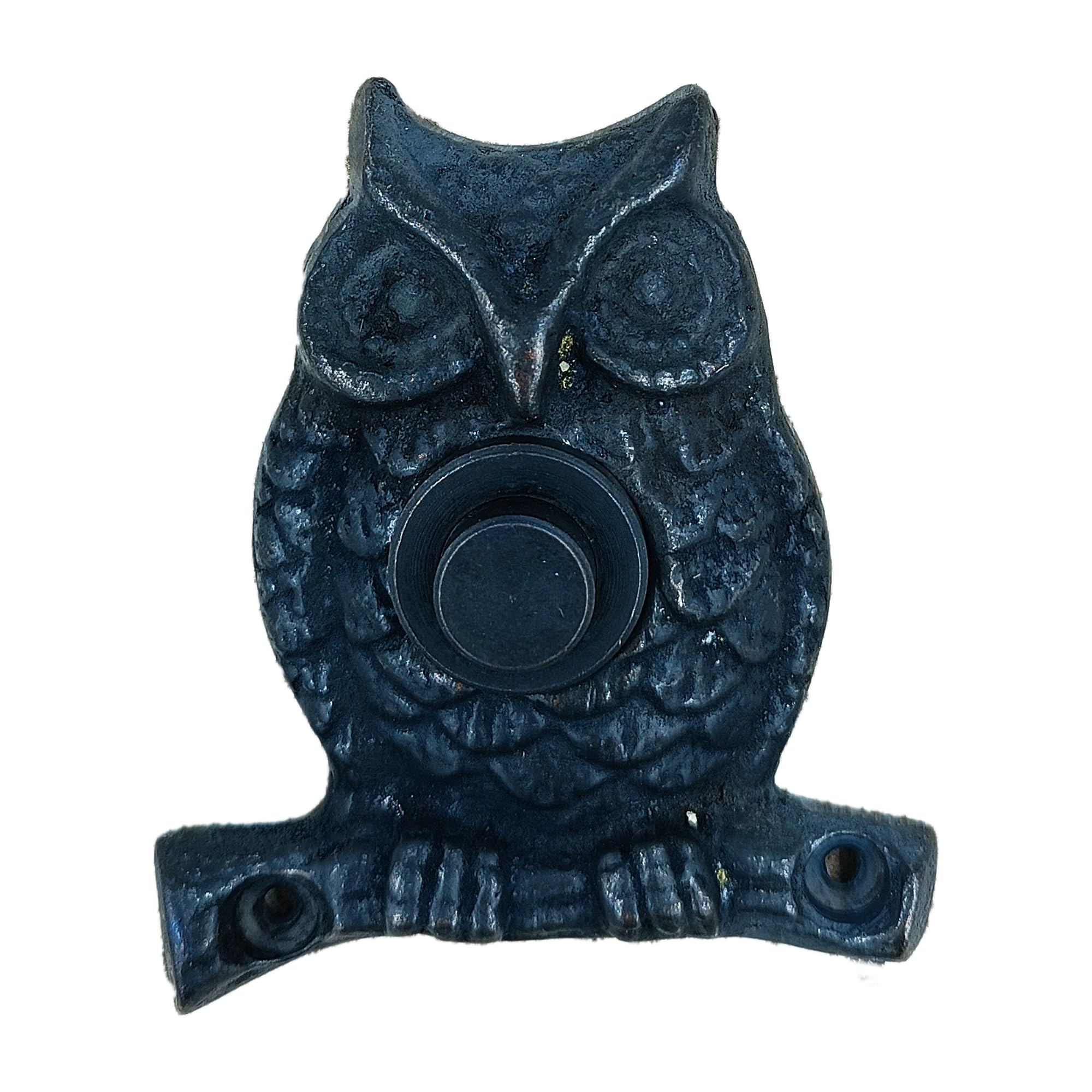 Anatolica Brass Owl Chime Push Button, Decorative Door Bell (Black Oxide)