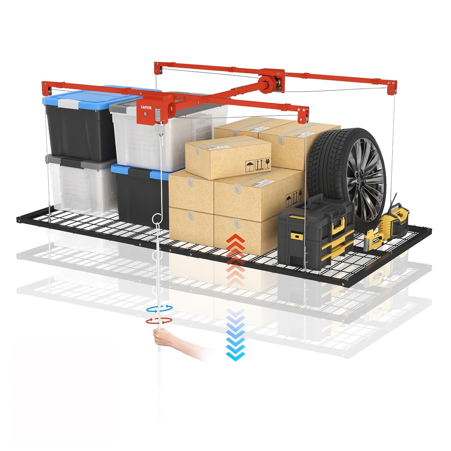 Photo 1 of Garvee 4x8FT Overhead Garage Storage Rack, 800 Lbs Capacity